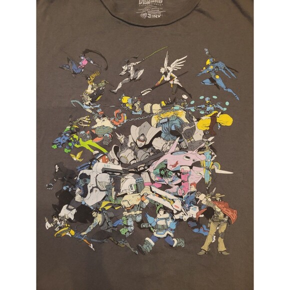 Blizzard Overwatch Shirt Mens Large Distressed Gray With Characters - Picture 2 of 8